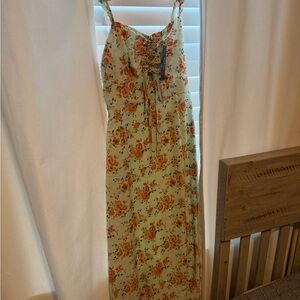 NWT Lulu's Floral Maxi Dress in Mint and Orange